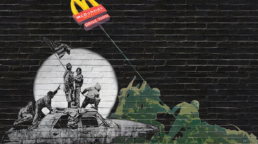 Banksy - The Tribute - New World Order Digital Art by Serge Averbukh