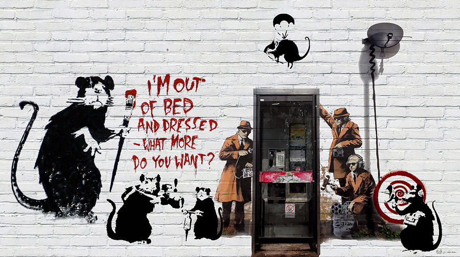 Banksy - The Tribute - Rats Digital Art by Serge Averbukh