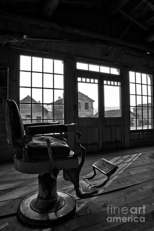 Bannack Barber Chair Sunset Black And White Photograph by Adam Jewell