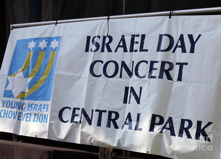 Banner Israel Day Concert in Central Park 2007 Photograph by Chuck Kuhn