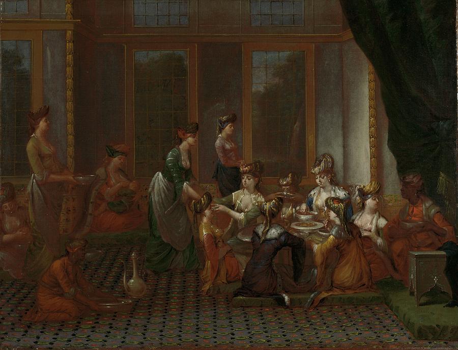 Banquet of Distinguished Turkish Women Painting by Jean Baptiste Vanmour