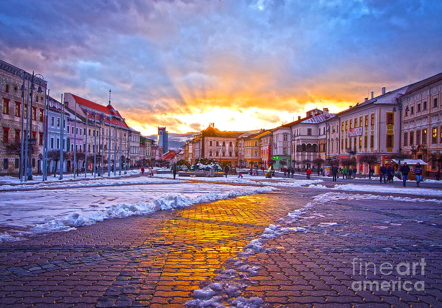 Banska Bystrica SNP Square Sunset 3 Photograph by Alex Art
