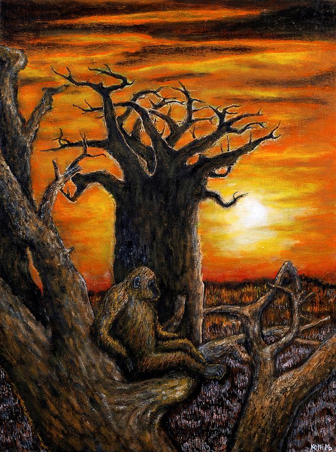 Baobab tree Painting by Koffi Mbairamadji