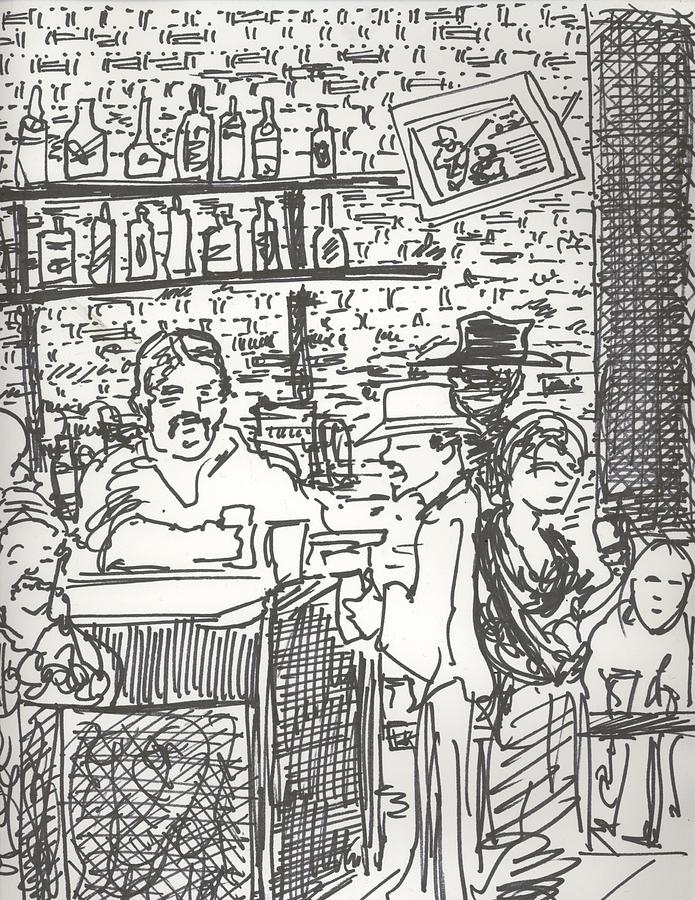 Bar Action Drawing by James Christiansen