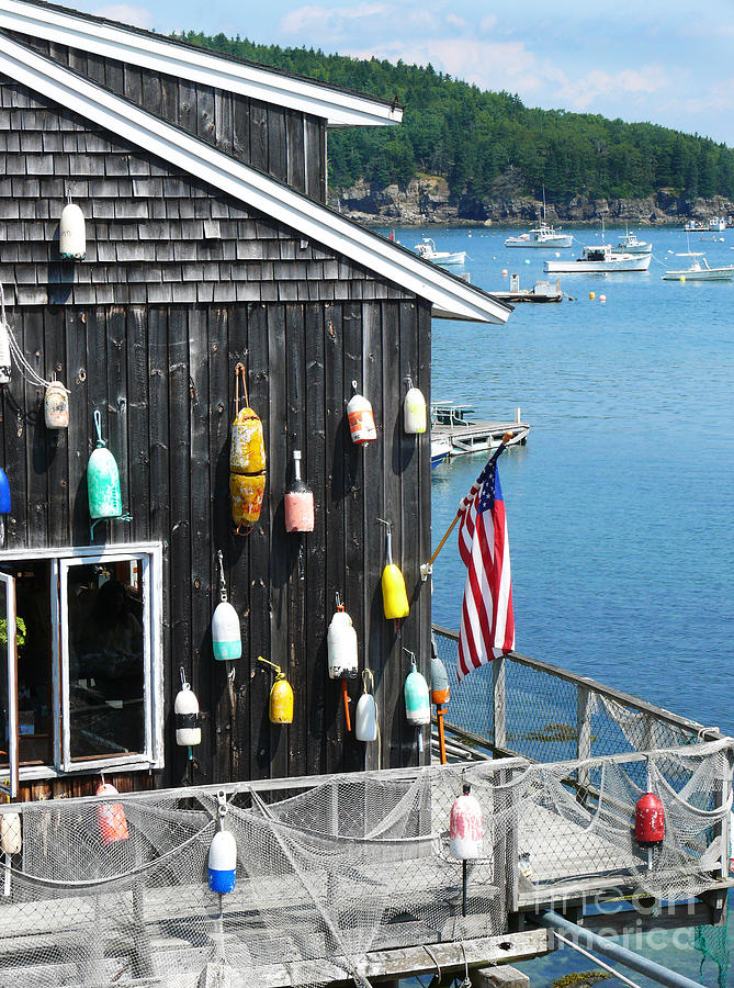 Bar Harbor Cottage of Buoys Photograph by Jeanne  Woods
