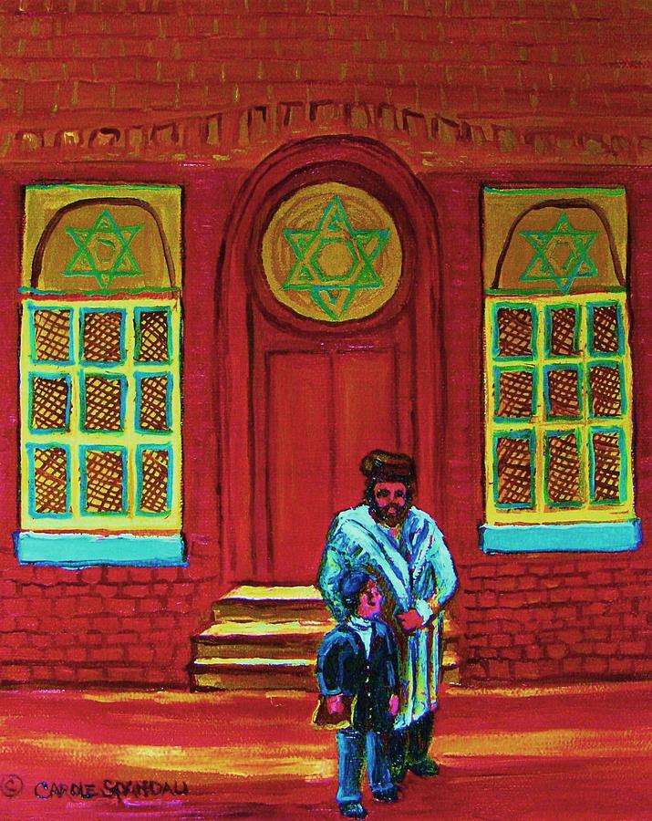 City Scene Painting - Bar Mitzvah Lesson At The Synagogue by Carole Spandau