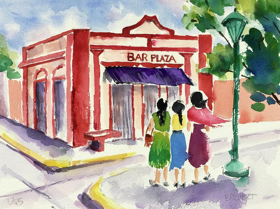 Vieques Painting - Bar Plaza Vieques by Barbara Richert
