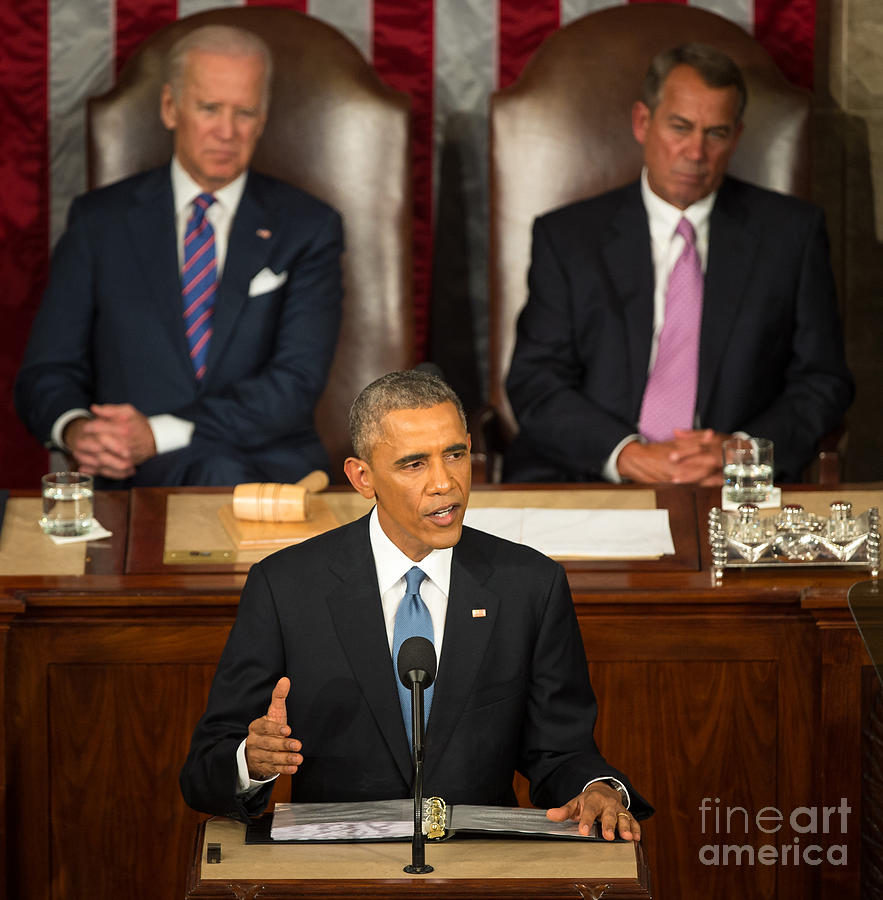 Barack Obama 2015 Sotu Address Photograph by Science Source