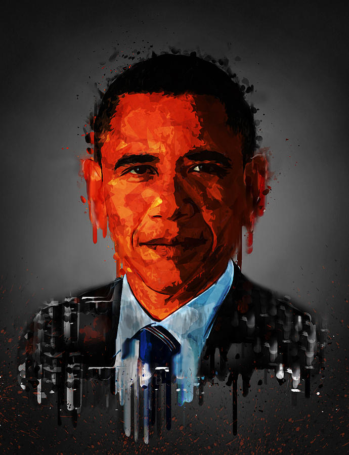 Barack Obama Acrylic Portrait Painting by Georgeta Blanaru