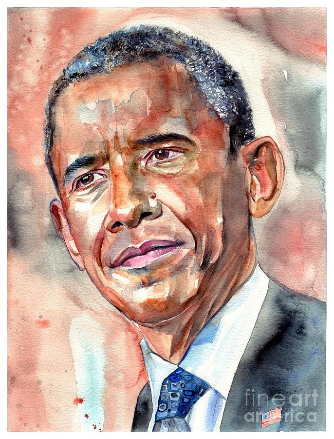 Donald Trump Painting - Barack Obama painting by Suzann Sines