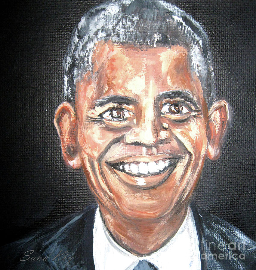 Barack Obama. Portrait. Painting Painting by Oksana Semenchenko