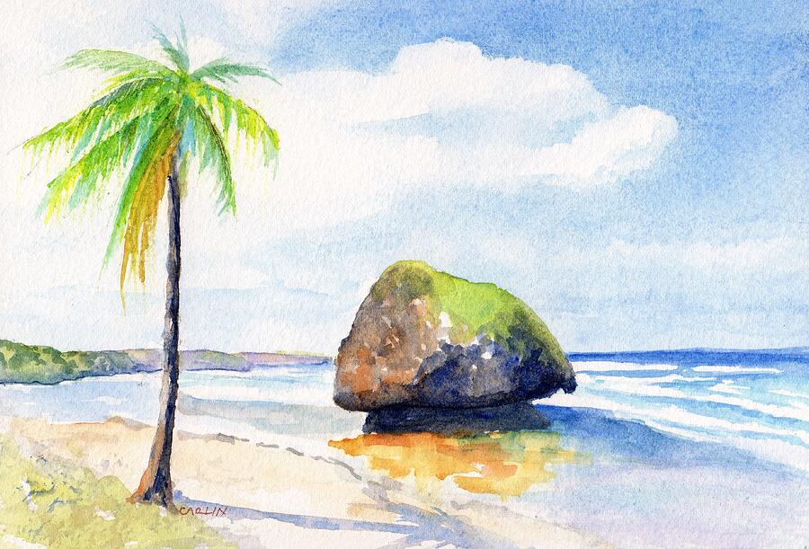 Nature Painting - Barbados Bathsheba Beach by Carlin Blahnik CarlinArtWatercolor