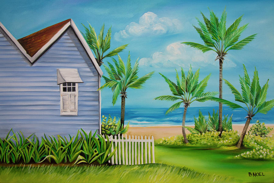 Barbados Beach House Painting by Barbara Noel