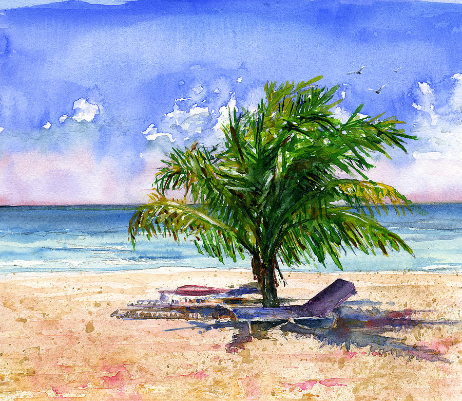 Barbados Beach Painting by John D Benson