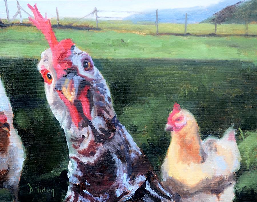 Barbara the Chicken Painting by Donna Tuten