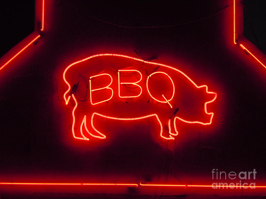 Barbecue Pig Neon 2 Photograph By Timothy Smith - Fine Art America