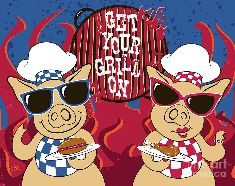 Barbecue Pigs Digital Art by Shari Warren