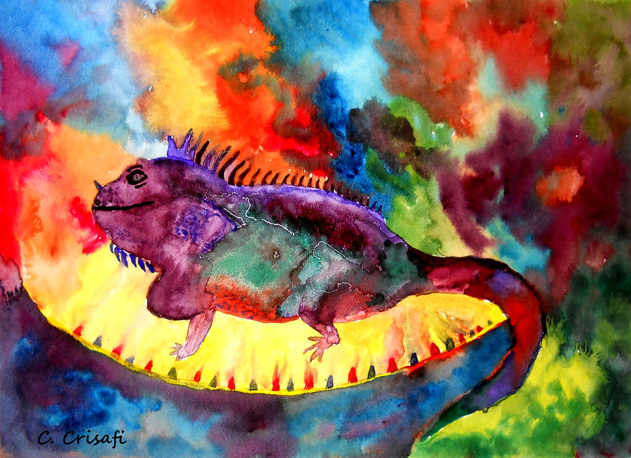 Wildlife Painting - Barbecued Iguana - Music Inspiration Series by Carol Crisafi