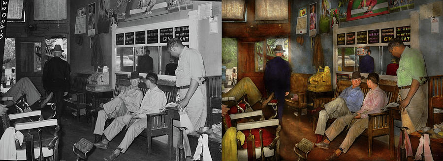 Barber - Cowboy stories 1939 - Side by Side Photograph by Mike Savad