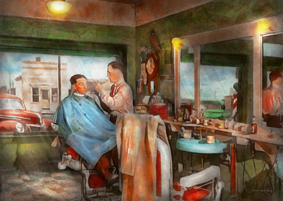 Barber - Getting a trim 1942 Photograph by Mike Savad