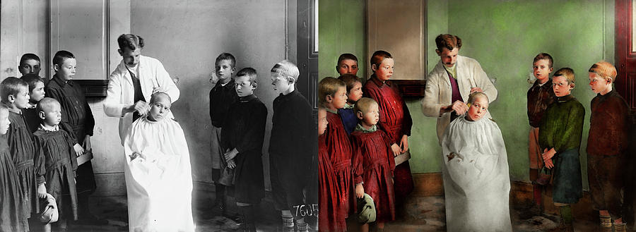 Barber - Haircut Day 1918 - Side by Side Photograph by Mike Savad