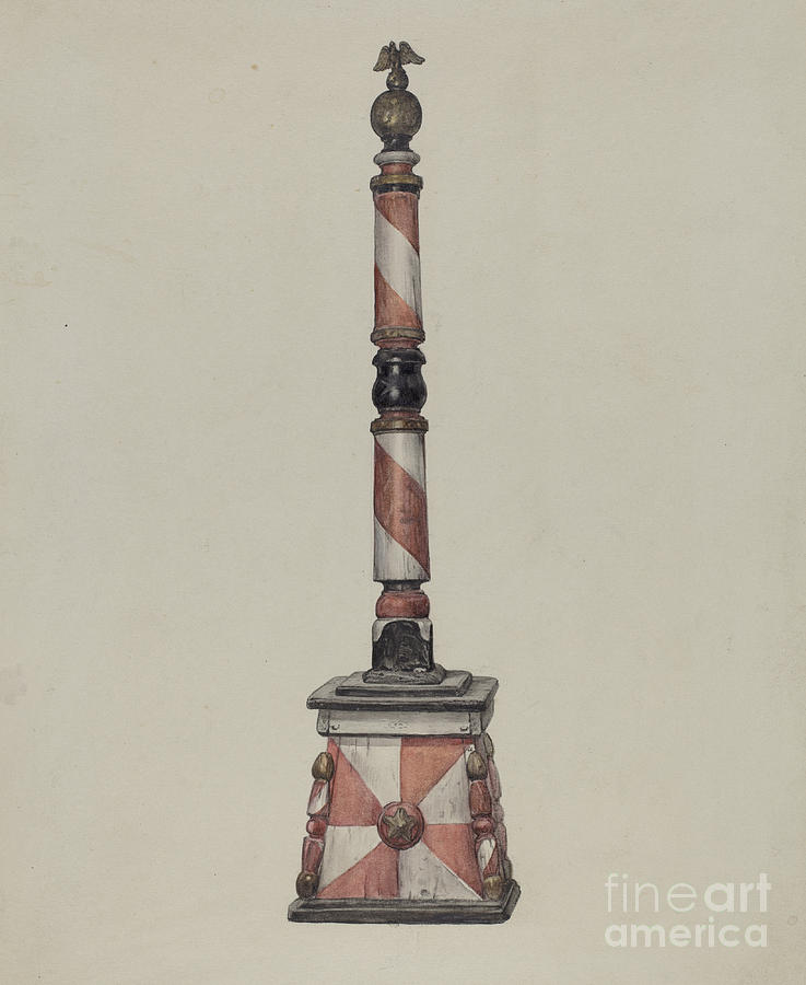 Barber Pole Drawing by American 20th Century | Fine Art America