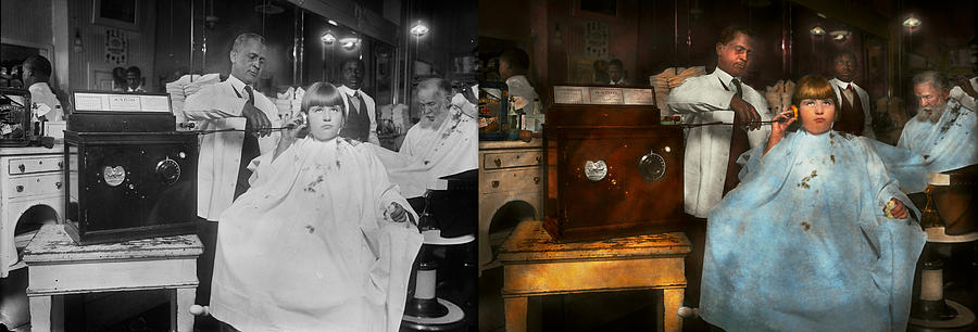 Barber - Portable music player 1921 - Side by Side Photograph by Mike Savad