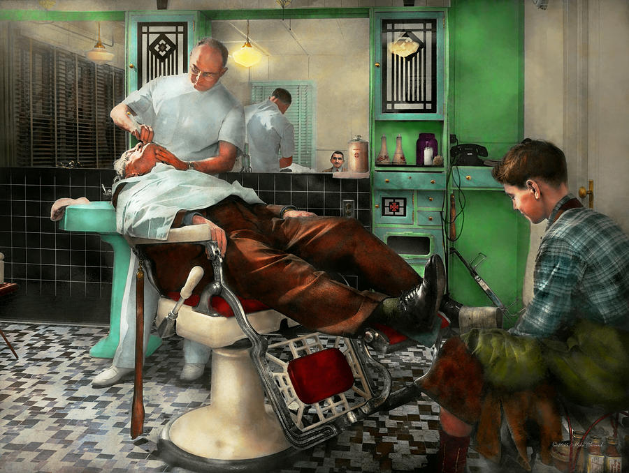 Barber - Shave - Pennepackers barber shop 1942 Photograph by Mike Savad
