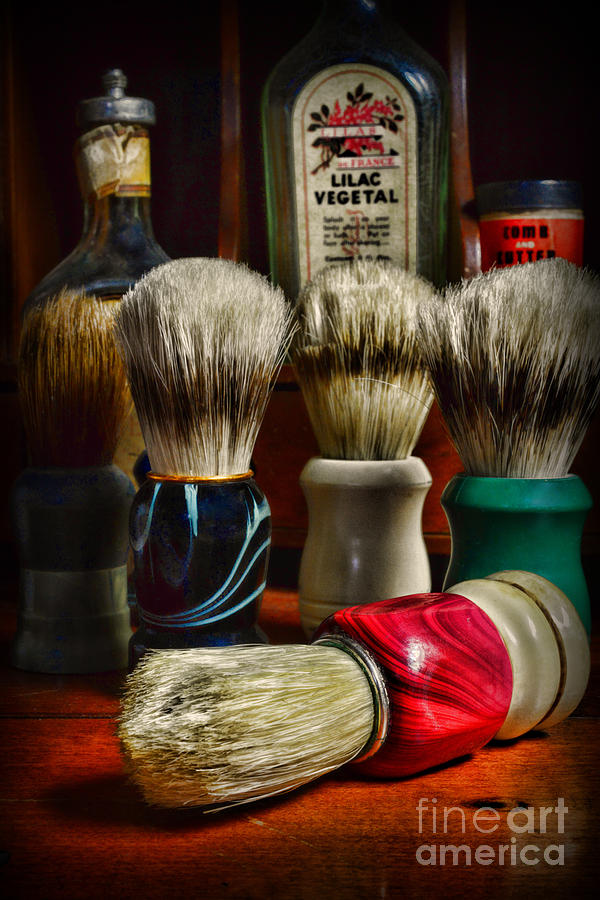 Vintage Photograph - Barber - Shaving Brushes by Paul Ward