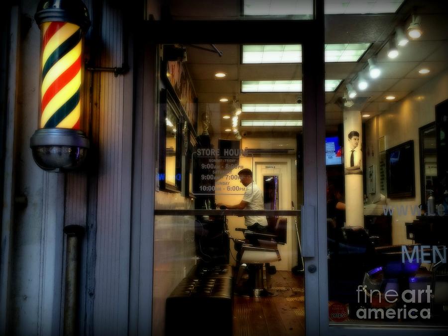 New York City Photograph - Barber Shop at Closing Time by Miriam Danar