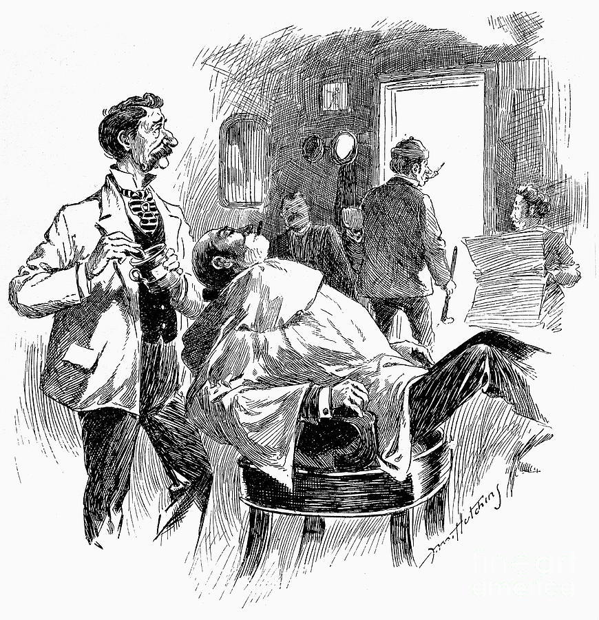 Barbershop Cartoon, 1894 Photograph by Granger