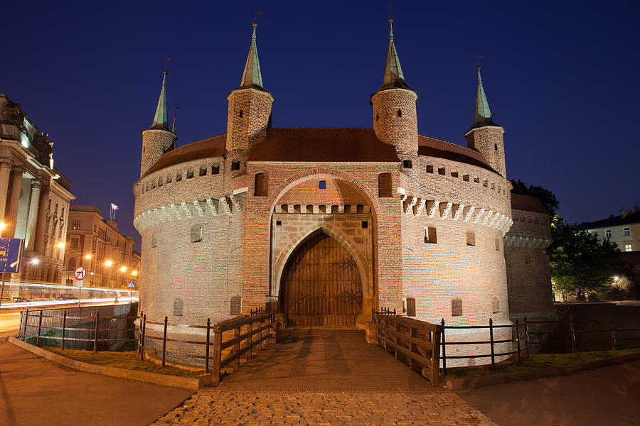 Barbican Fortification by Night in Krakow Photograph by Artur Bogacki
