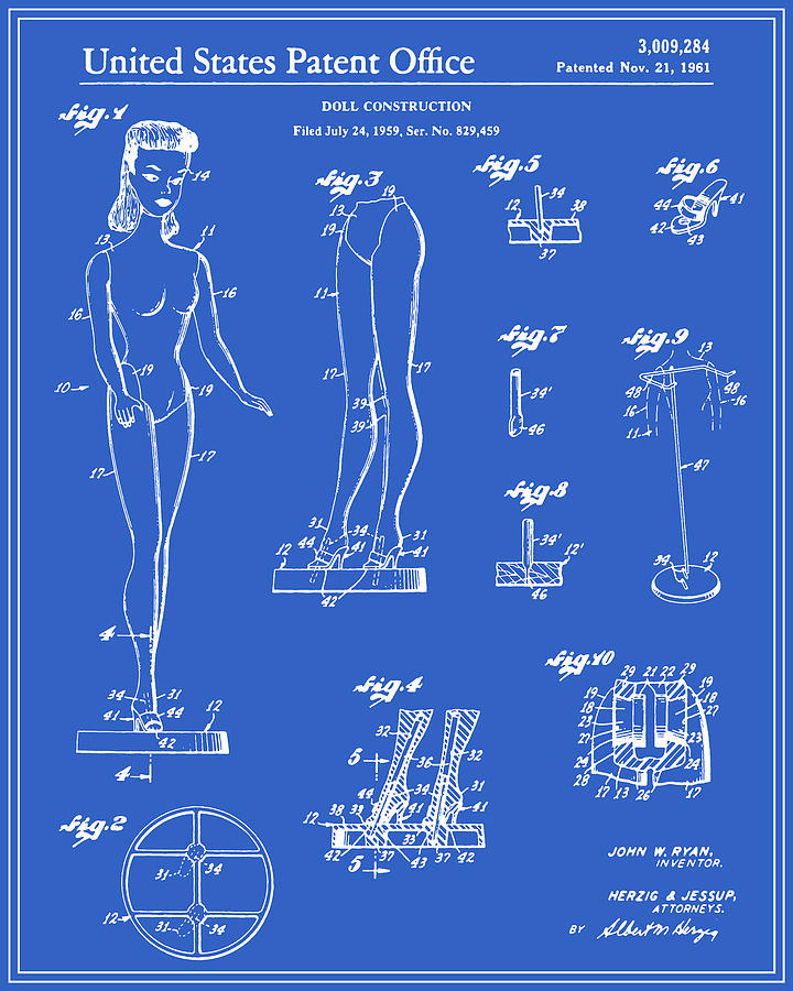 Barbie Doll Patent Blueprint Digital Art By Finlay Mcnevin Fine Art America