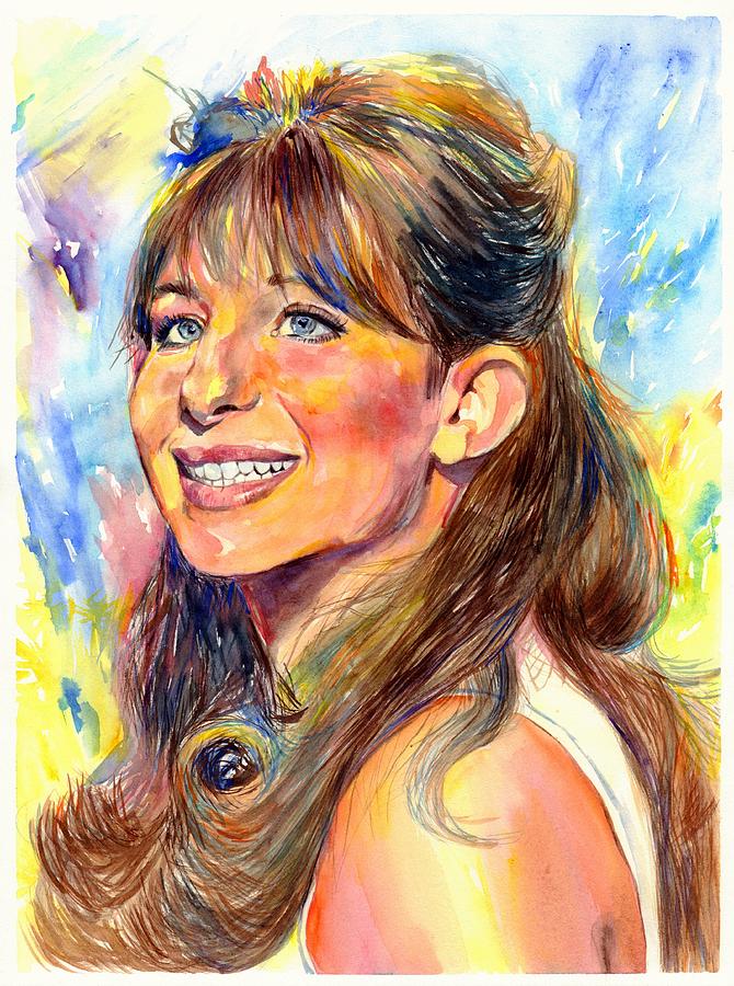 Barbra Streisand Painting - Barbra Streisand young portrait by Suzann Sines