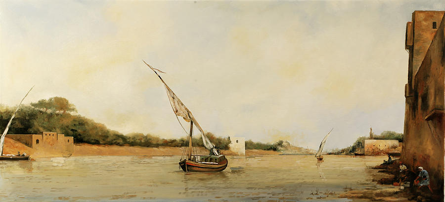 barca sul Nilo Painting