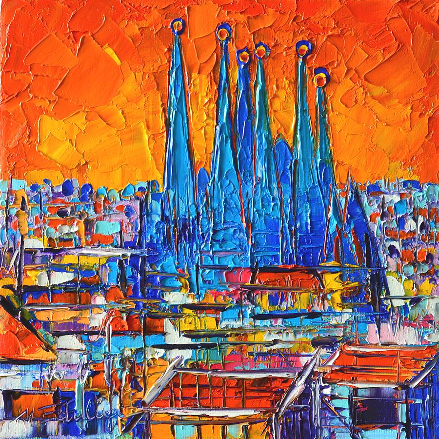 Barcelona Abstract Cityscape 7 - Sagrada Familia Painting by Ana Maria ...