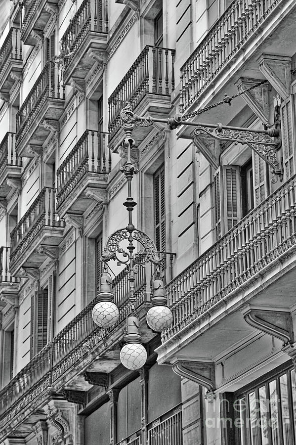 Barcelona Balconies in Black and White  Photograph by Carol Groenen