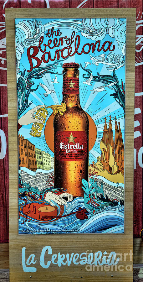 Barcelona Beer Estrella Display Sign  Photograph by Chuck Kuhn