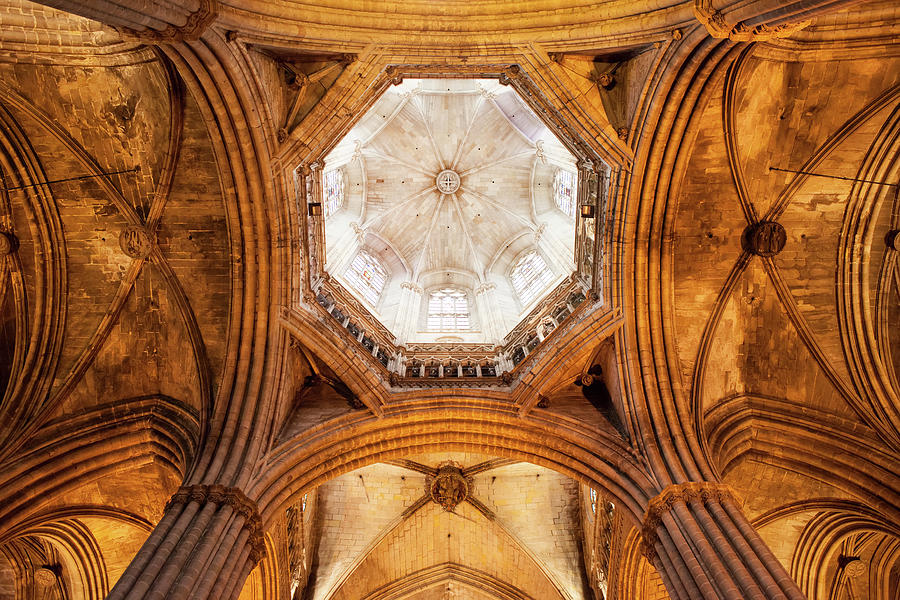 Barcelona Cathedral Gothic Ceiling Photograph by Artur Bogacki