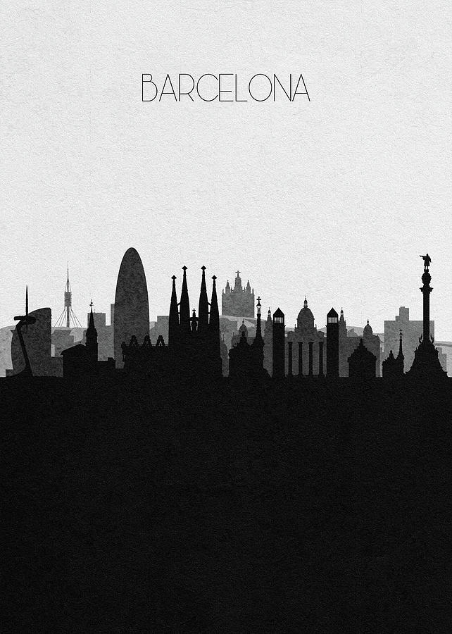 Barcelona Cityscape Art Drawing by Inspirowl Design
