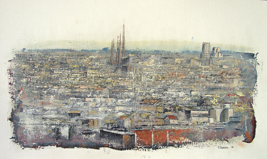 Barcelona Painting - Barcelona panoramic by Tomas Castano