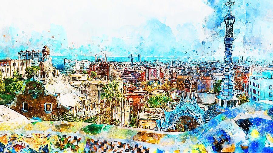 Barcelona, Parc Guell - 06 Painting by AM FineArtPrints