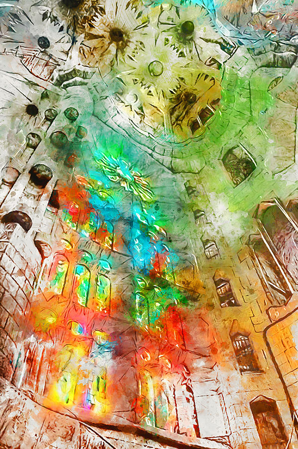 Architecture Painting - Barcelona, Sagrada Familia - Watercolor 01  by AM FineArtPrints