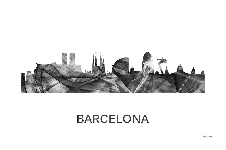 Barcelona Digital Art - Barcelona Spain Skyline by Marlene Watson