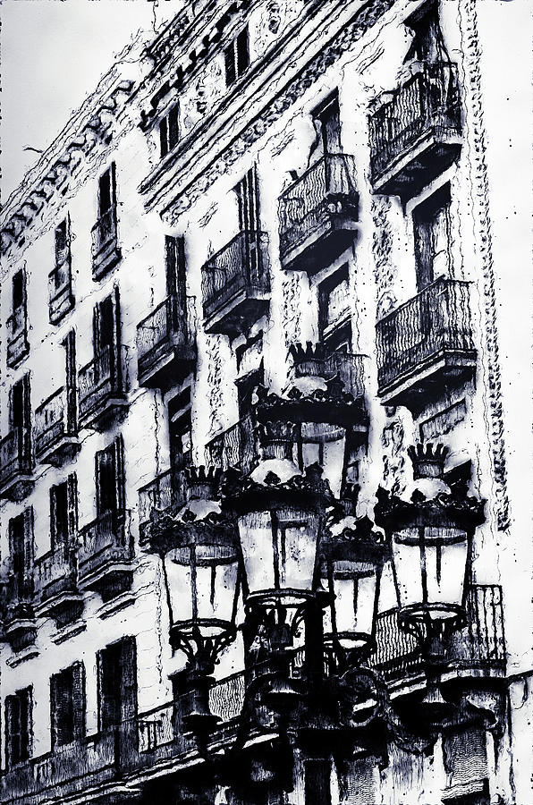 Barcelona Digital Art - Barcelona, Streets - 07 by AM FineArtPrints