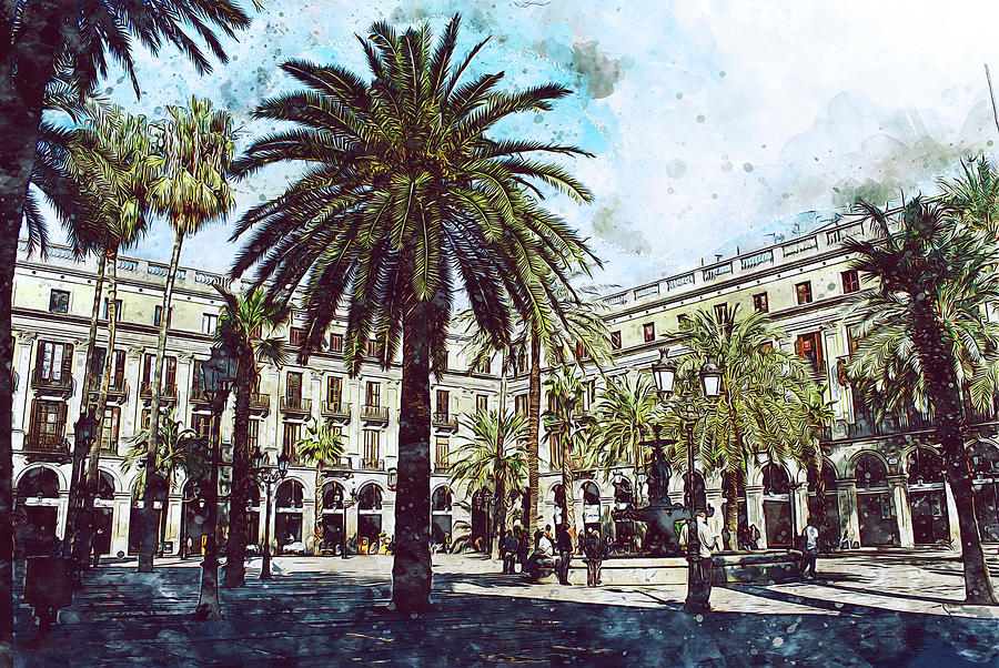 Barcelona, Streets - 13 Painting by AM FineArtPrints