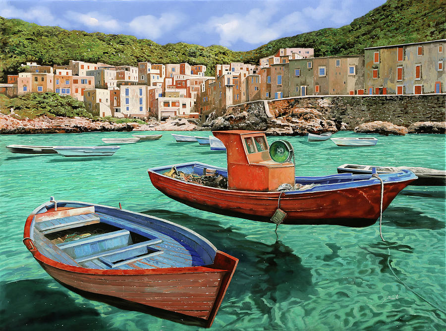 Barche Rosse E Blu Painting by Guido Borelli Barche Rosse E Blu Painting by Guido Borelli