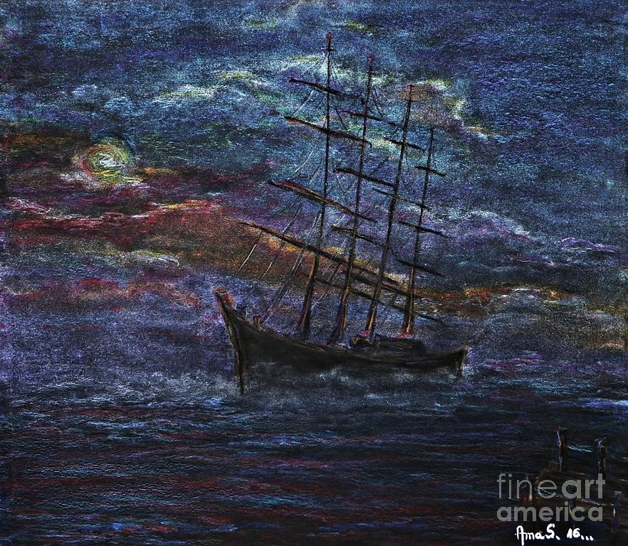Boat Pastel - Barco Negro- Tribute to Amalia Rodrigues by Amalia Suruceanu