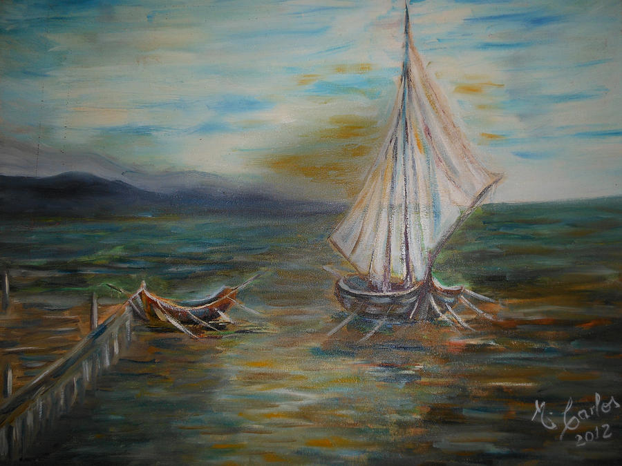 Barco no Cais Painting by Marcelo Carlos - Fine Art America