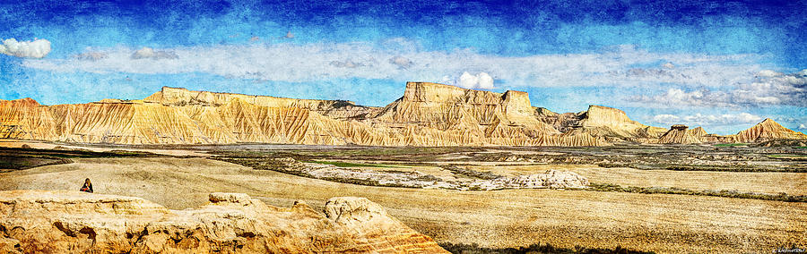 Bardenas desert panorama 3 - vintage version Photograph by Weston Westmoreland